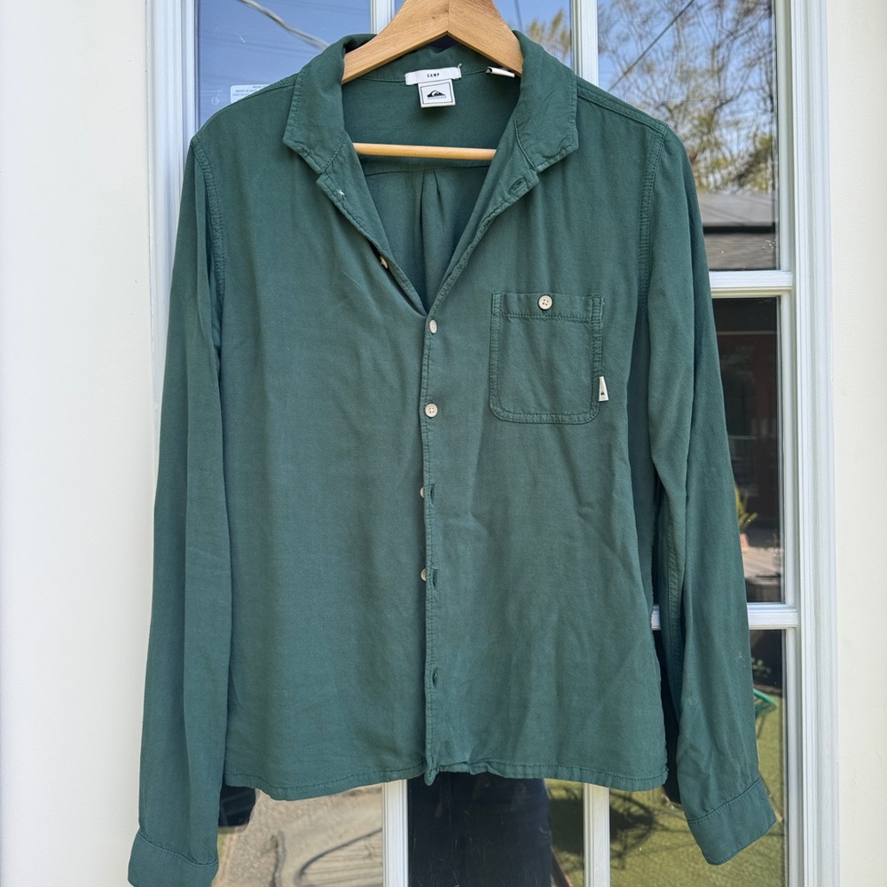 Quiksilver Men's Forest Green Button Down Shirt